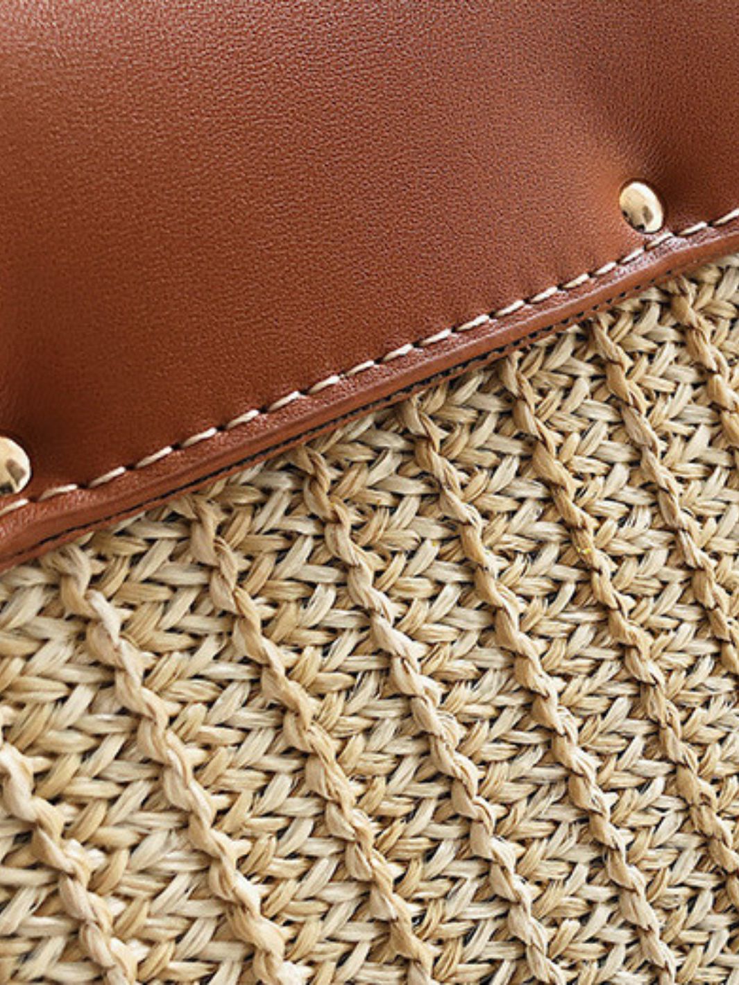 Bolso de paja y piel