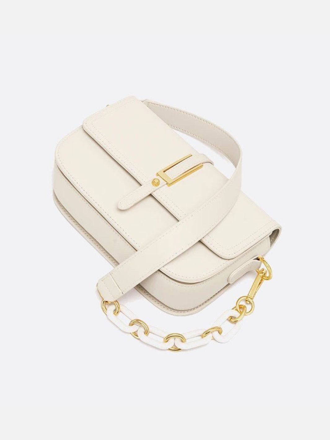 Bolso de hombro de piel blanca