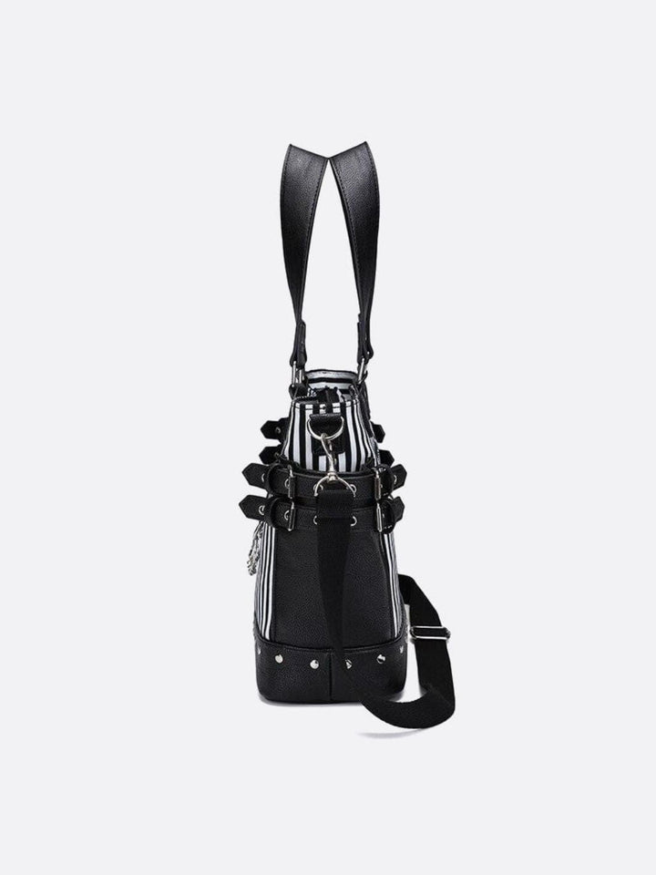 Bolso tote blanco y negro